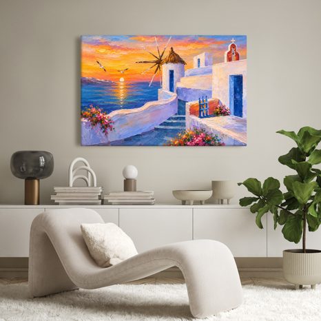 WANDBILD GRIECHISCHE INSEL BEI SONNENUNTERGANG - BILDER MEER UND STRAND - BILDER
