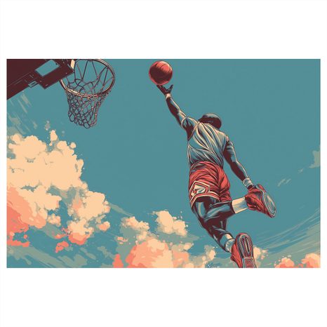 WANDBILD BASKETBALLSPRUNG ZUM HIMMEL - POP-ART-BILDER - BILDER