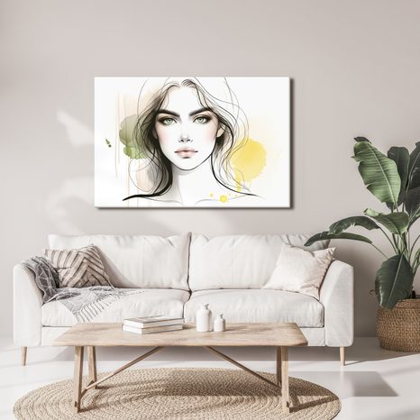 WANDBILD REIZVOLLES GESICHT MIT AQUARELL - WANDBILDER FRAUEN - BILDER