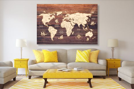 OBRAZ MAPA NA DŘEVĚ - OBRAZY - TOTÁLNÍ VÝPRODEJ 🔥