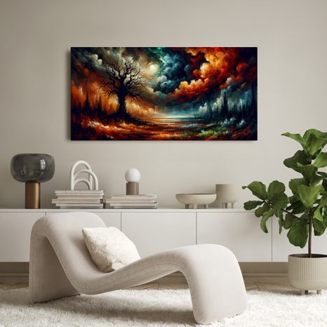 OBRAZ KRAJINA S BAREVNÝM STROMEM ŽIVOTA - OBRAZY STROMY ŽIVOTA - OBRAZY