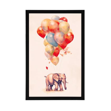 PLAGÁT ZASNENÝ SLON S BALÓNMI - ZASNENÉ ZVIERATKÁ - PLAGÁTY