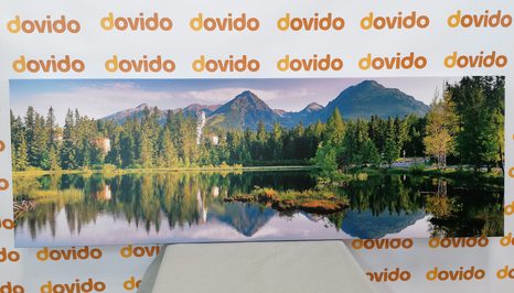TABLEAU SUR TOILE – MAGNIFIQUE PANORAMA DE MONTAGNES AU BORD DU LAC - TABLEAUX DE LA NATURE ET DES PAYSAGES - TABLEAUX
