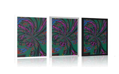 PLAKAT APSTRAKCIJA S DOMINANTNOM ZELENOM BOJOM - APSTRAKTNI I S UZORKOM - PLAKATI