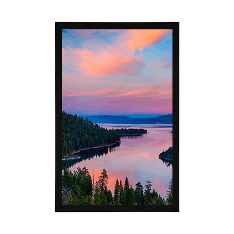 PLAKÁT JEZERO PŘI ZÁPADU SLUNCE - PŘÍRODA - PLAKÁTY