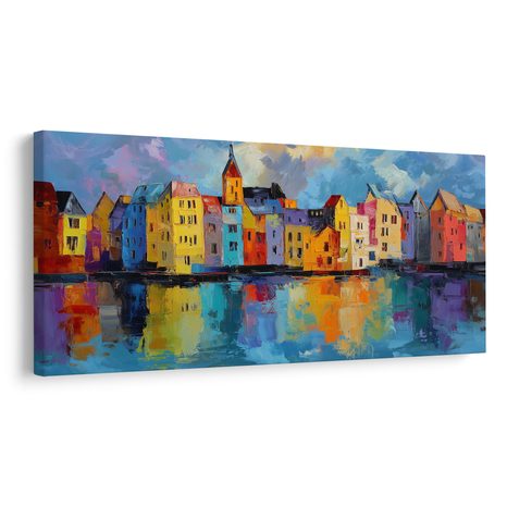 SLIKA ŠARMANTNI GRAD U BOJAMA - ŠARENE KUĆE - SLIKE