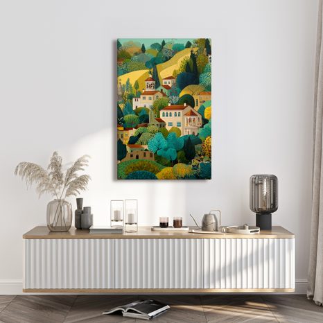 OBRAZ KOUZLO BAREVNÉ KRAJINY - BAREVNÉ DOMY - OBRAZY