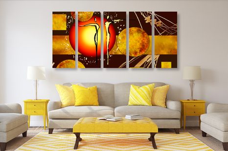 QUADRI 5 PEZZI – COPPIA INNAMORATA ETNICA - QUADRI ASTRATTO - STAMPE E QUADRI