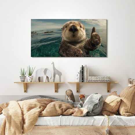 WANDBILD WASSERSPASS MIT OTTER - BILDER TIERE - BILDER