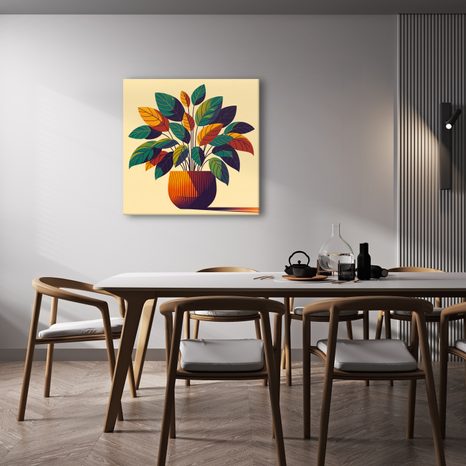 WANDBILD TROPISCHE BLÄTTER IN WARMEN TÖNEN - BOTANISCHE BILDER - BILDER