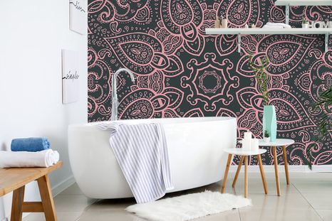 TAPETA MANDALA S INDICKÝM NÁDECHEM V RŮŽOVÉ - TAPETY FENG SHUI - TAPETY