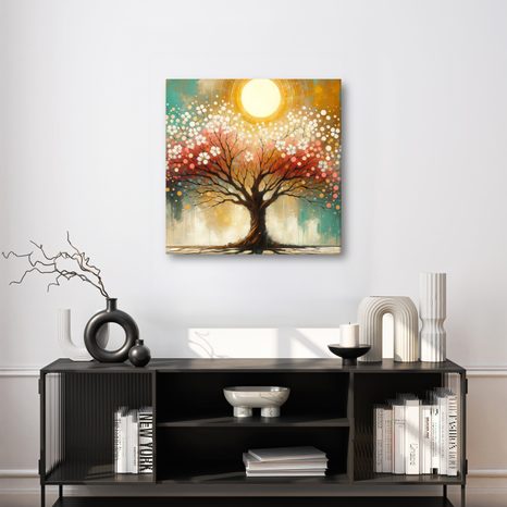 WANDBILD BAUM DES LEBENS MIT BLUMEN - BILDER BÄUME DES LEBENS - BILDER