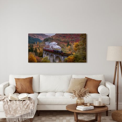 QUADRO SU TELA – PAESAGGIO AUTUNNALE CON TRENO - QUADRI DI NATURA E PAESAGGIO - STAMPE E QUADRI