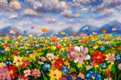 SAMOLEPÍCÍ TAPETA OLEJOMALBA DIVOKÉ KVĚTINY - SAMOLEPÍCÍ TAPETY - TAPETY