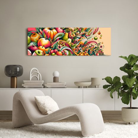 OBRAZ BAREVNÉ OVOCE V POHYBU - OBRAZY JÍDLA A NÁPOJE - OBRAZY