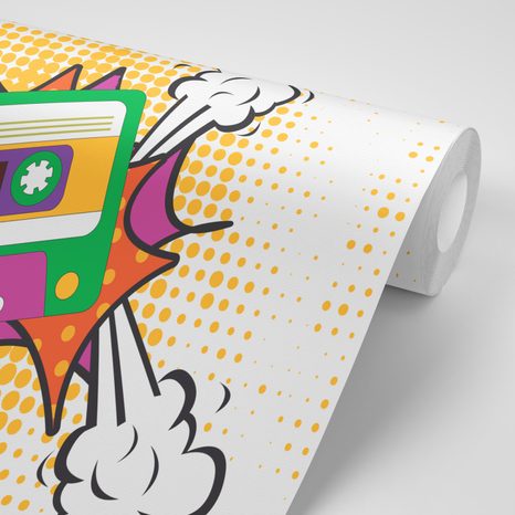 CARTA DA PARATI – ICONA MUSICALE DELLA CASSETTA - CARTA DA PARATI POP ART - CARTA DA PARATI