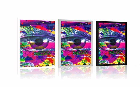 POSTER MENSCHLICHES AUGE IM POP-ART-STIL - ABSTRAKT UND GEMUSTERT - POSTER