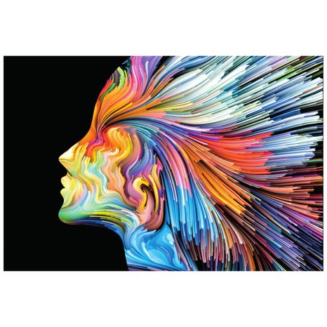 TAPETA BAREVNÝ PROFIL ŽENSKÉHO OBLIČEJE - ABSTRAKTNÍ TAPETY - TAPETY