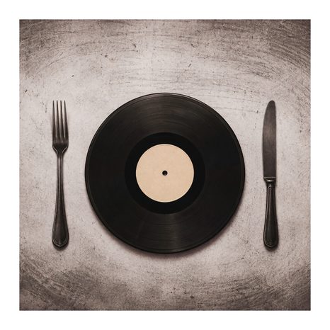 WANDBILD MUSIKTELLER MIT BESTECK - MUSIKBILDER - BILDER