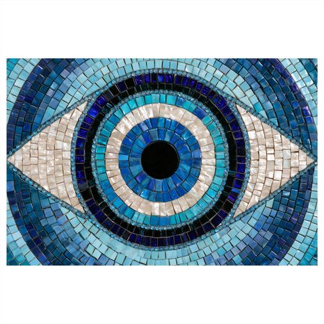 TABLEAU SUR TOILE – MOSAÏQUE BLEUE D’UN ŒIL - TABLEAUX PAR THÈME - TABLEAUX