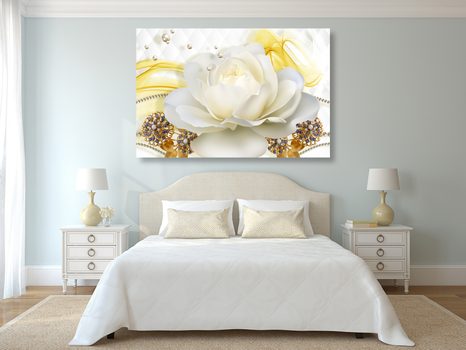 OBRAZ LUXUSNÍ RŮŽE S ABSTRAKCÍ - OBRAZY KVĚTŮ - OBRAZY