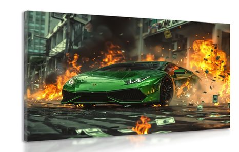 WANDBILD GRÜNES LAMBORGHINI HURACÁN - BILDER - 🔥 TOTALAUSVERKAUF