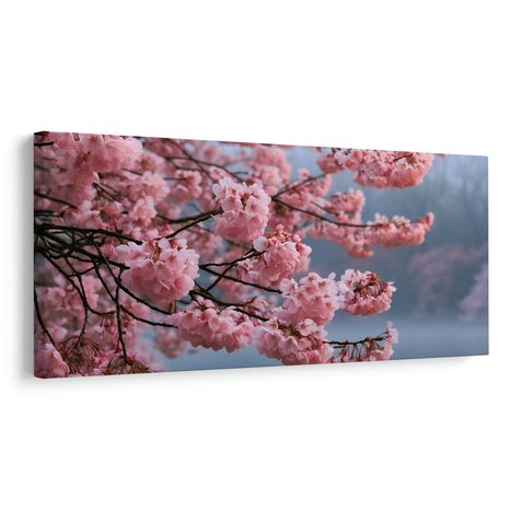 CANVASTAVLA BLOMMANDE KÖRSBÄRSTRÄD ÖVER STILLA VATTEN - BLOMTAVLOR - TAVLOR