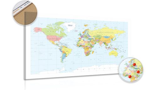 QUADRO SU SUGHERO MAPPA CLASSICA CON BORDI BIANCHI - QUADRI SU SUGHERO - QUADRI