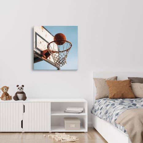 OBRAZ MÍČ DOPADAJÍCÍ DO BASKETBALOVÉHO KOŠE - OBRAZY MĚSTA - OBRAZY