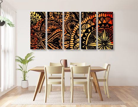 5-DIELNY OBRAZ AKVARELOVÁ MANDALA - OBRAZY FENG SHUI - OBRAZY