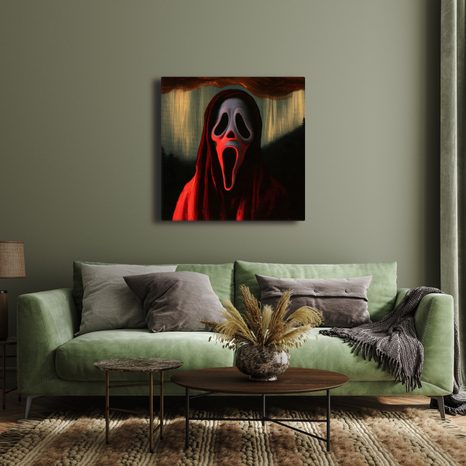 WANDBILD HORRORFIGUR UNTER ROTEM HIMMEL - HALLOWEEN- UND HORROR-BILDER - BILDER