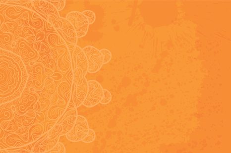 SELF ADHESIVE WALLPAPER ORANGE ARABESQUE ON AN ABSTRACT BACKGROUND - SELF-ADHESIVE WALLPAPERS - WALLPAPERS