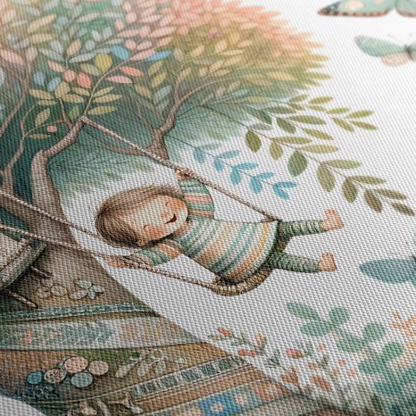 QUADRO SU TELA – ALTALENA TRA I RAMI DELL’ALBERO - QUADRI PER BAMBINI CREATURE FATATE - STAMPE E QUADRI