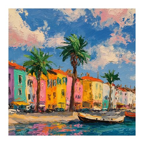 WANDBILD MALERISCHE HAFENHÄUSER - BUNTE HÄUSER - BILDER