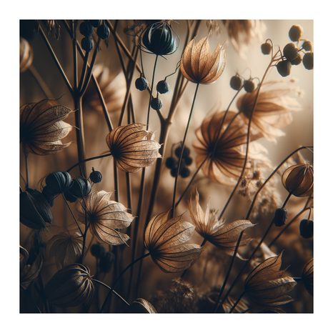 OBRAZ LUČNÍ KVĚTY V HNĚDÉM SVĚTLE - OBRAZY KVĚTŮ - OBRAZY