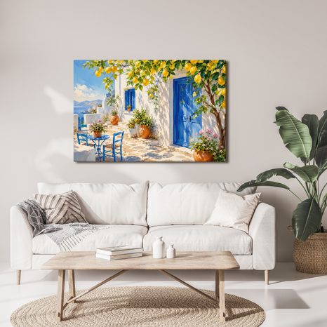 WANDBILD MEDITERRANE GASSE MIT ZITRONENBAUM - BILDER MEER UND STRAND - BILDER
