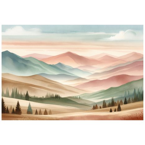 CARTA DA PARATI AUTOADESIVA – MONTAGNE PASTELLO AD ACQUERELLO - CARTA DA PARATI MONTAGNE - CARTA DA PARATI