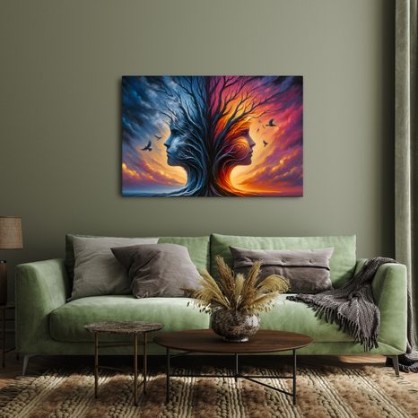 FOTO OP CANVAS LEVENSBOOM EN GEZICHTEN - SCHILDERIJEN - MEGA UITVERKOOP TOT 70% 🔥