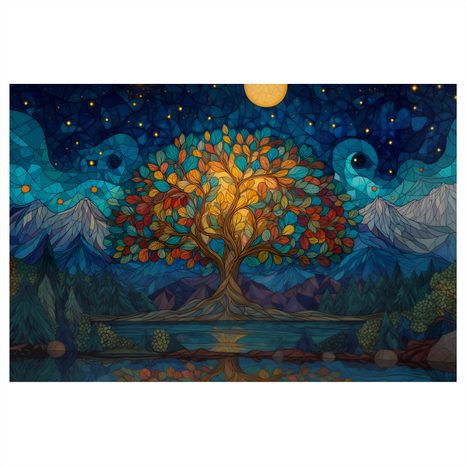 WANDBILD BAUM DES LEBENS UNTER STERNEN - BILDER BÄUME DES LEBENS - BILDER