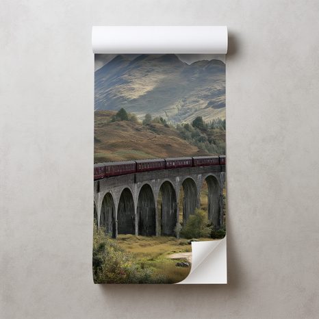 SAMOLEPÍCÍ TAPETA VLAK NA HORSKÉM VIADUKTU - TAPETY HORY - TAPETY