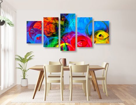 5-CZĘŚCIOWY OBRAZ ABSTRAKCJA PEŁNA KOLORU - OBRAZY ABSTRAKCYJNE - OBRAZY