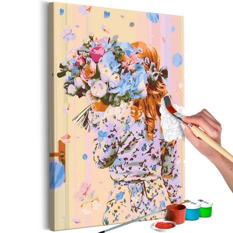PICTURE PAINTING BY NUMBERS WOMAN WITH BOUQUET