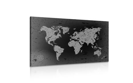 TABLOU HARTA VECHE LUMII PE UN FUNDAL ABSTRACT ÎN DESIGN ALB-NEGRU - TABLOURI CU HĂRȚI - TABLOURI