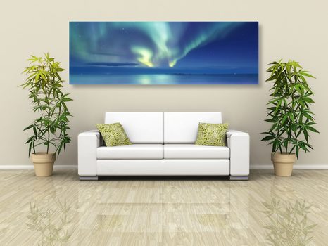 OBRAZ ZORZA POLARNA NAD OCEANEM - OBRAZY KOSMOSU I GWIAZD - OBRAZY