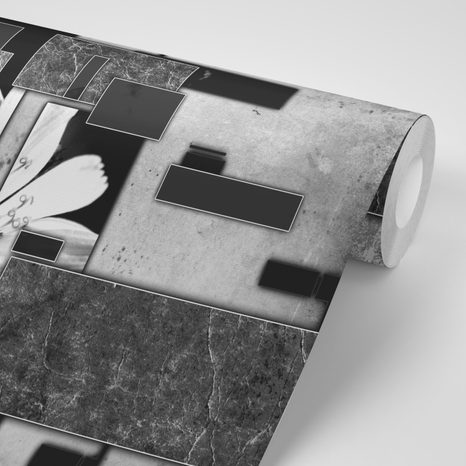 SAMOLEPÍCÍ TAPETA ČERNOBÍLÁ KVĚTINOVÁ ABSTRAKCE - SAMOLEPÍCÍ TAPETY - TAPETY