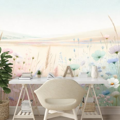 TAPETA PASTELOVÉ KVĚTY NA LOUCE - TAPETY KVĚTINY - TAPETY