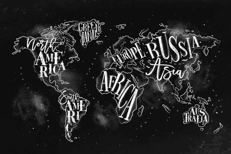 TABLOU HARTA LUMII TREND ÎN ALB-NEGRU - TABLOURI CU HĂRȚI - TABLOURI