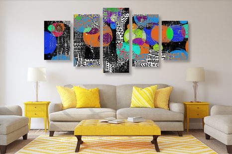 5-DIJELNA SLIKA APSTRAKTNA KOMPOZICIJA - APSTRAKTNE SLIKE - SLIKE