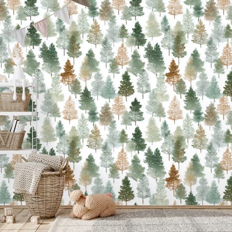 SAMOLEPÍCÍ TAPETA PESTROBAREVNÉ LESNÍ STROMY - VZOROVANÉ TAPETY - TAPETY