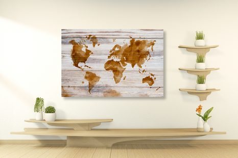 TABLOU CONTURUL DE HARTA PE FUNDAL DIN LEMN - TABLOURI CU HĂRȚI - TABLOURI